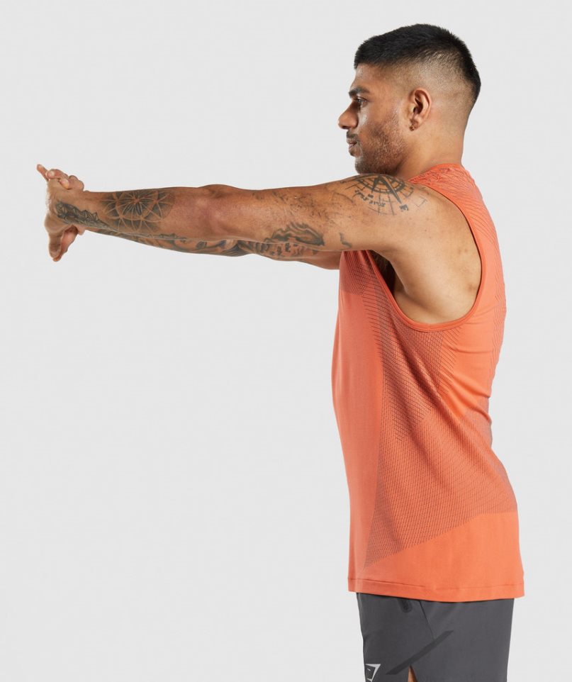 Men's Gymshark Apex Seamless Tanks Orange | NZ 1LGKCI